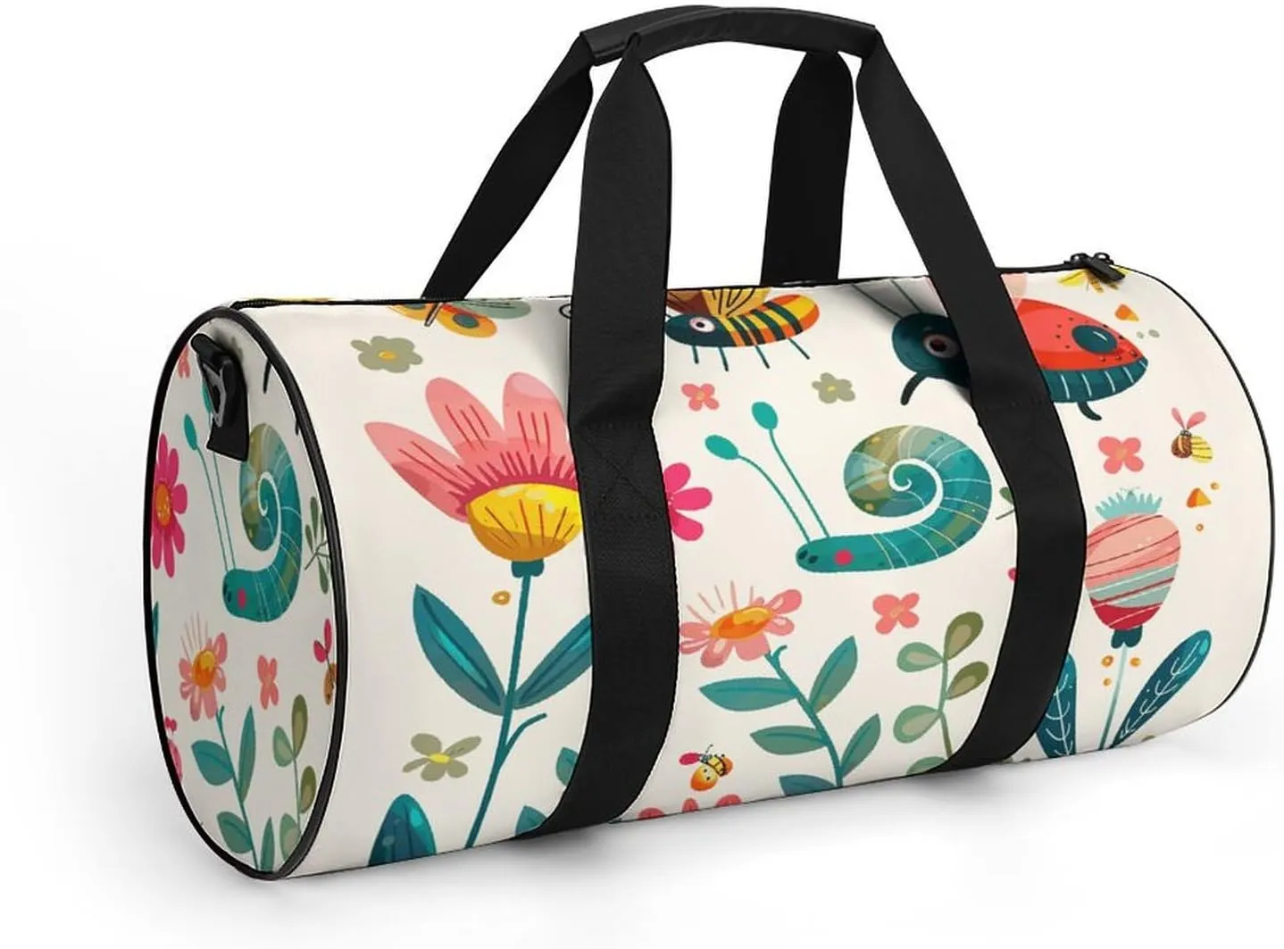 Cartoon Small Insect Gym Bag Small Travel Duffle Bag with Compartment Carry On Weekender Bag for Women Men