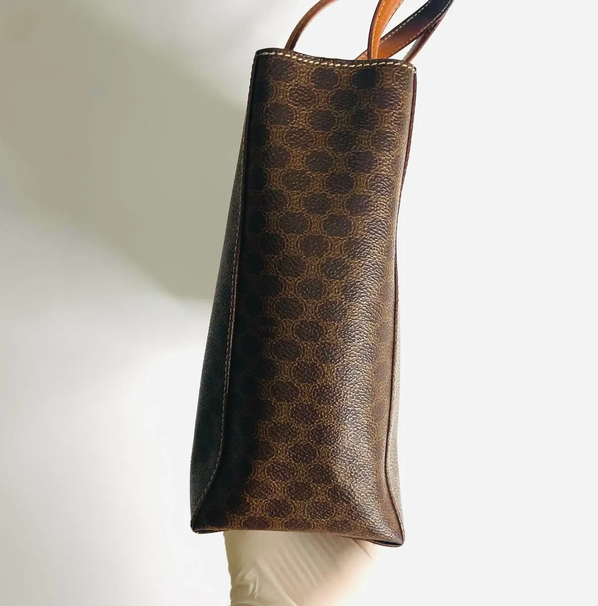 Celine Triomphe Macadam Monogram Logo GHW Structured Shoulder Shopper Vintage Tote Bag