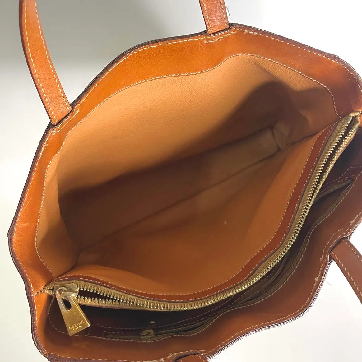 Celine Triomphe Macadam Monogram Logo GHW Structured Shoulder Shopper Vintage Tote Bag