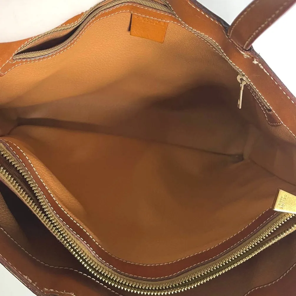 Celine Triomphe Macadam Monogram Logo GHW Structured Shoulder Shopper Vintage Tote Bag