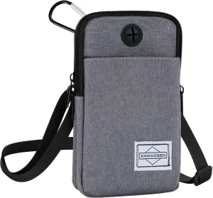 Cell Phone Purse Waist Pack Bag Travel Crossbody Bag Wristband Sport Armband Wallet with Removable Shoulder Strap (Light Grey)