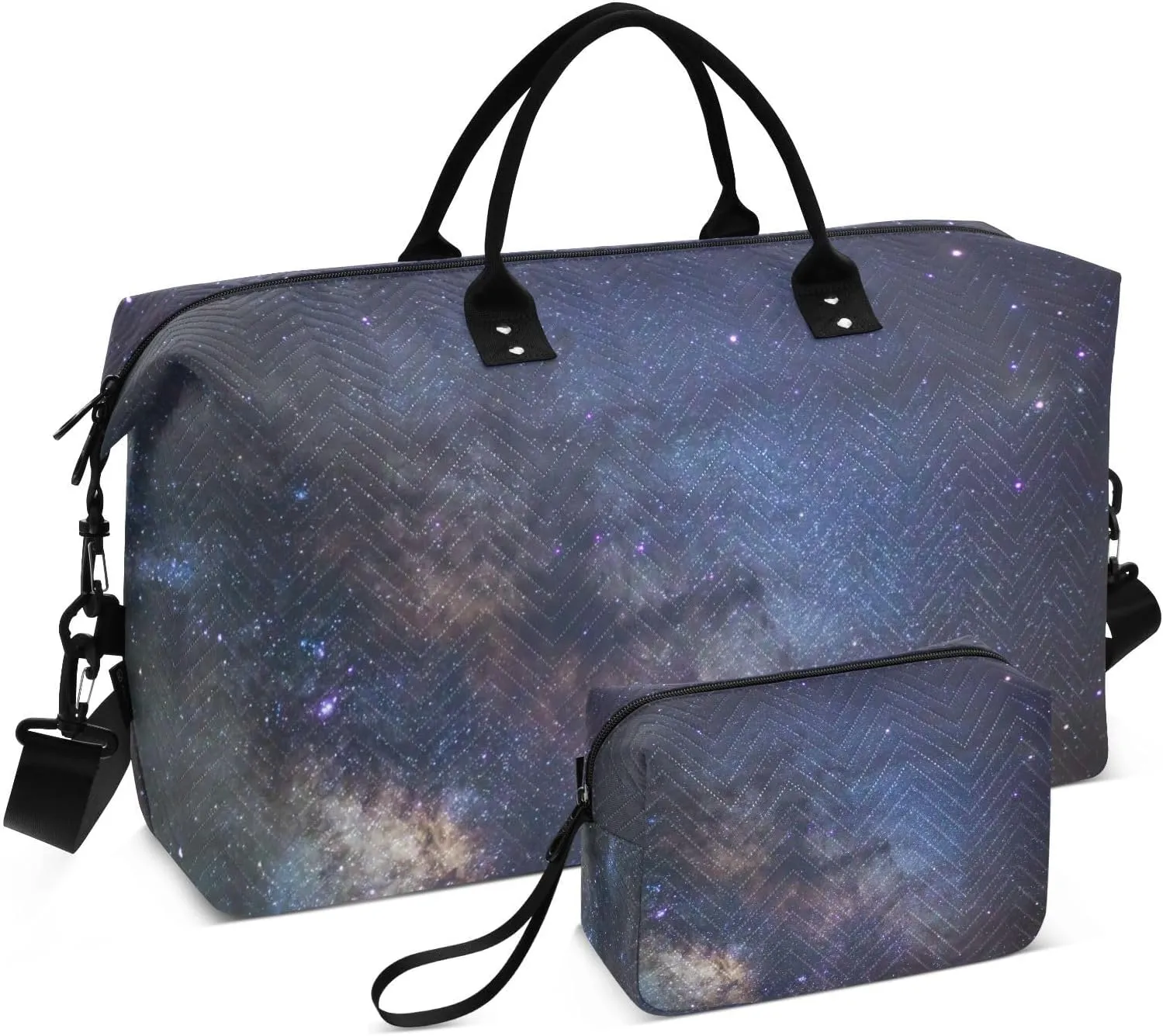 Center Milky Way Galaxy Large Travel Duffel Bag, Sports Tote Gym Bag, Shoulder Weekender Overnight Bag for Women Men, Carry On Luggage with Toiletry Bags