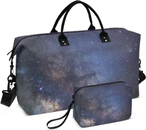 Center Milky Way Galaxy Large Travel Duffel Bag, Sports Tote Gym Bag, Shoulder Weekender Overnight Bag for Women Men, Carry On Luggage with Toiletry Bags