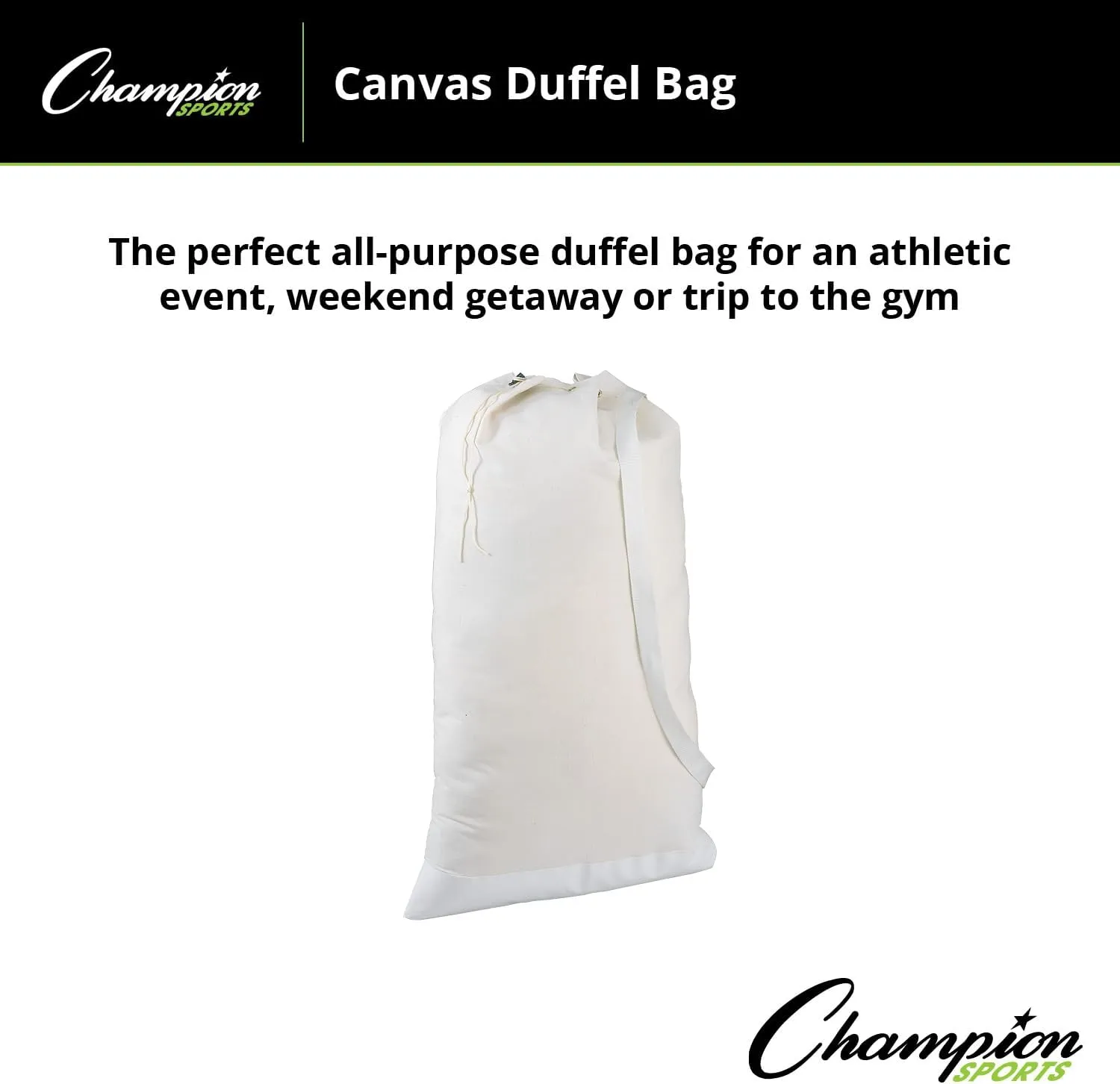 Champion Sports 12 Oz. Sturdy Lightweight Canvas Army Duffel Bag