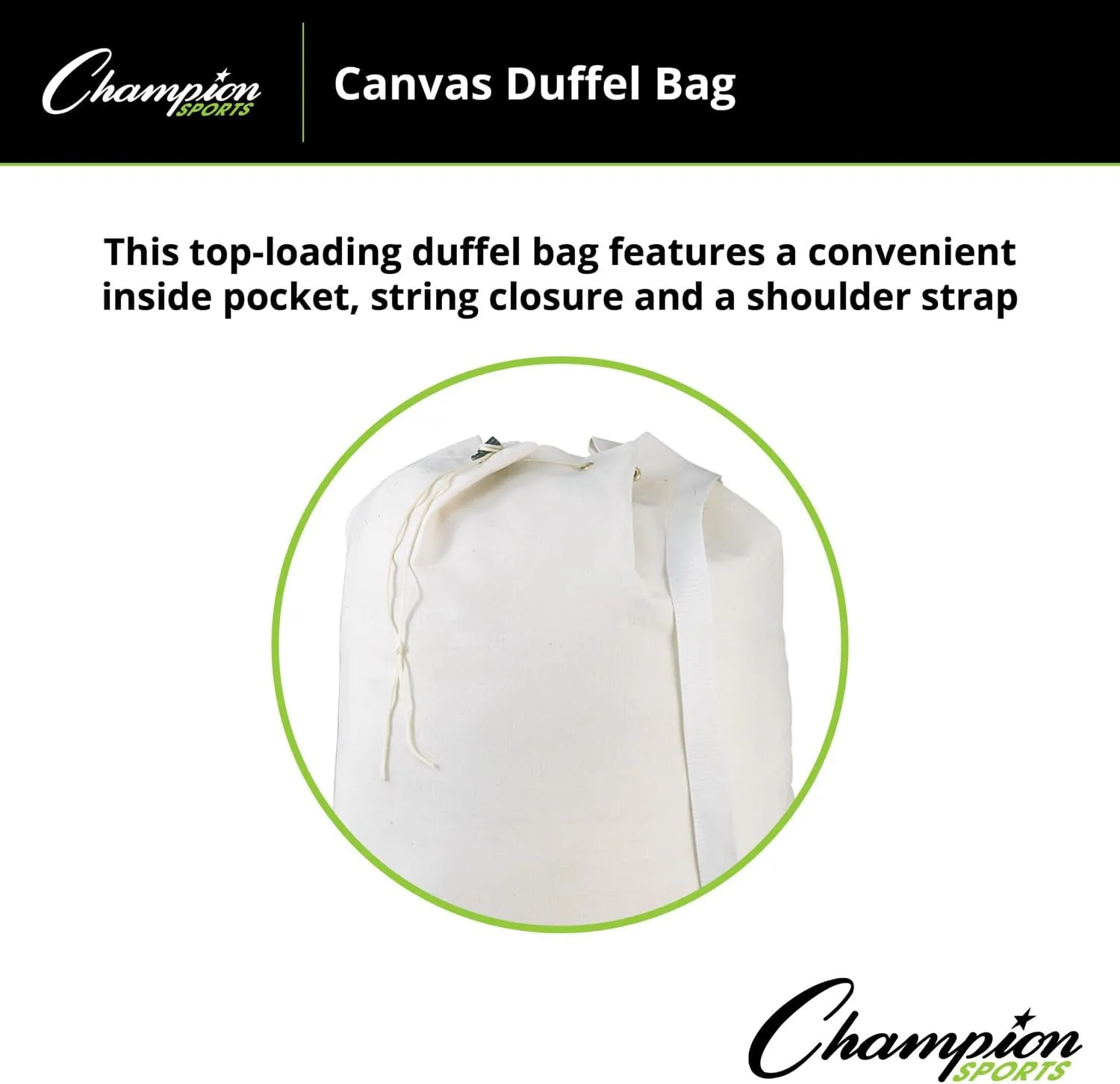 Champion Sports 12 Oz. Sturdy Lightweight Canvas Army Duffel Bag