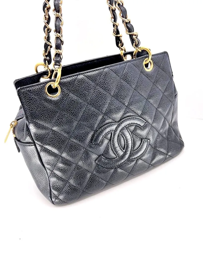 CHANEL QUILTED CAVIAR PETIT TIMELESS TOTE BAG