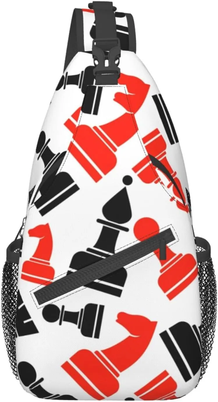 Chess Pattern Unisex Casual Diagonal Chest Bag,Multipurpose Crossbody Shoulder Bag Travel Hiking Daypack