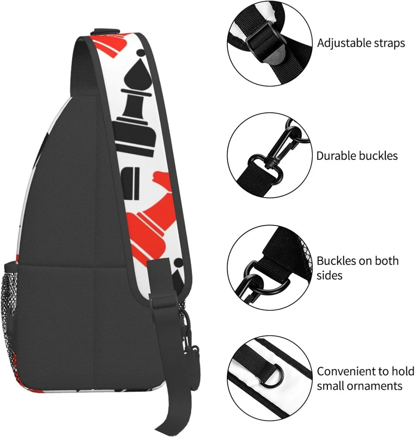 Chess Pattern Unisex Casual Diagonal Chest Bag,Multipurpose Crossbody Shoulder Bag Travel Hiking Daypack
