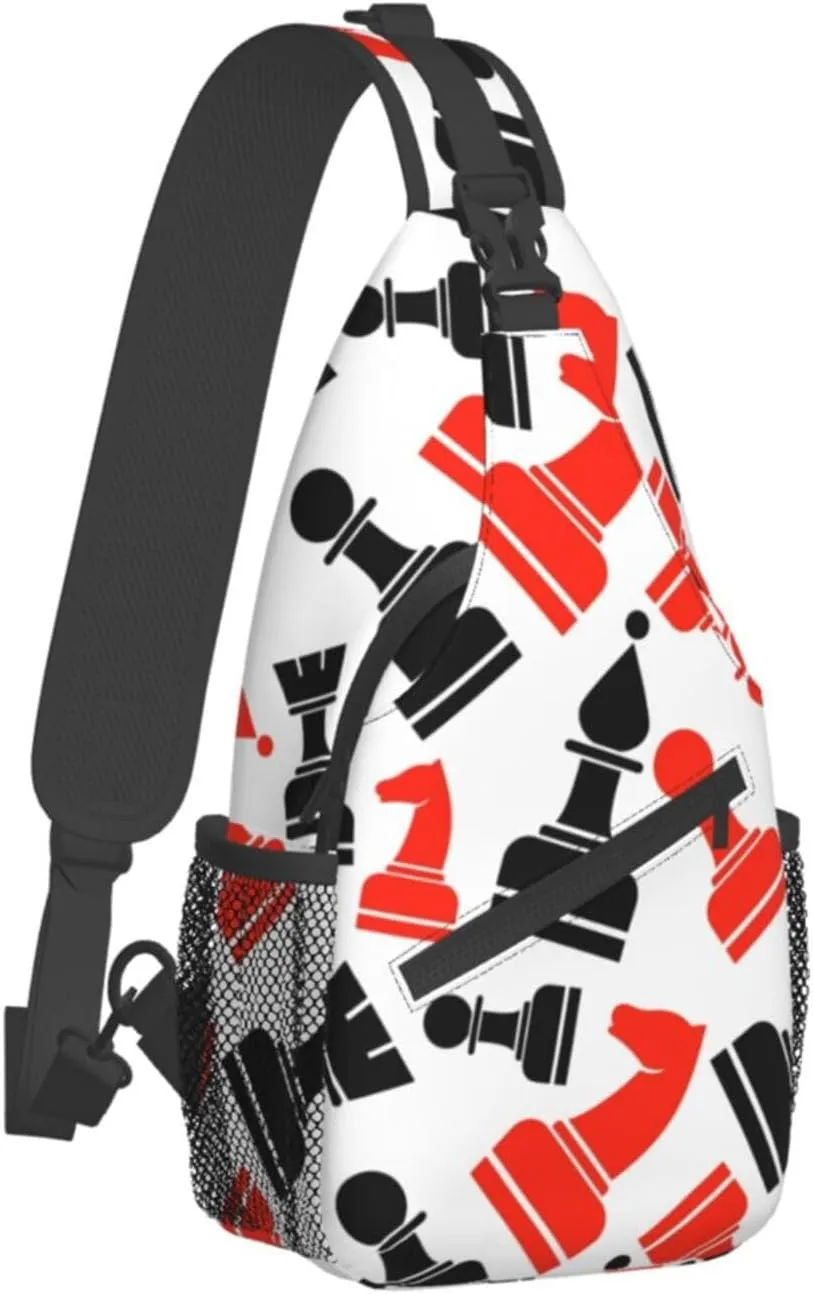 Chess Pattern Unisex Casual Diagonal Chest Bag,Multipurpose Crossbody Shoulder Bag Travel Hiking Daypack