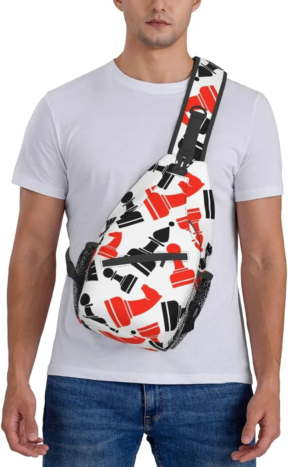 Chess Pattern Unisex Casual Diagonal Chest Bag,Multipurpose Crossbody Shoulder Bag Travel Hiking Daypack