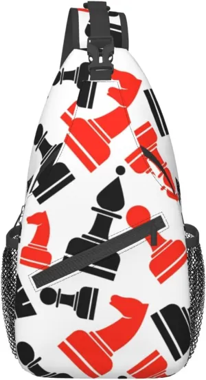Chess Pattern Unisex Casual Diagonal Chest Bag,Multipurpose Crossbody Shoulder Bag Travel Hiking Daypack