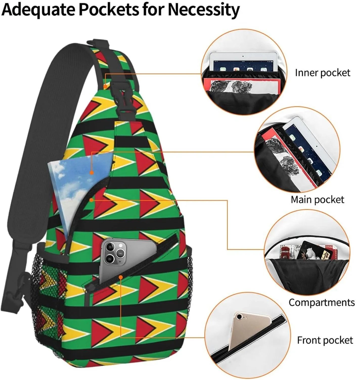 Chest Sling Bag Crossbody Shoulder Backpack Bag Gym Cycling Travel Hiking Daypack Cross Bag