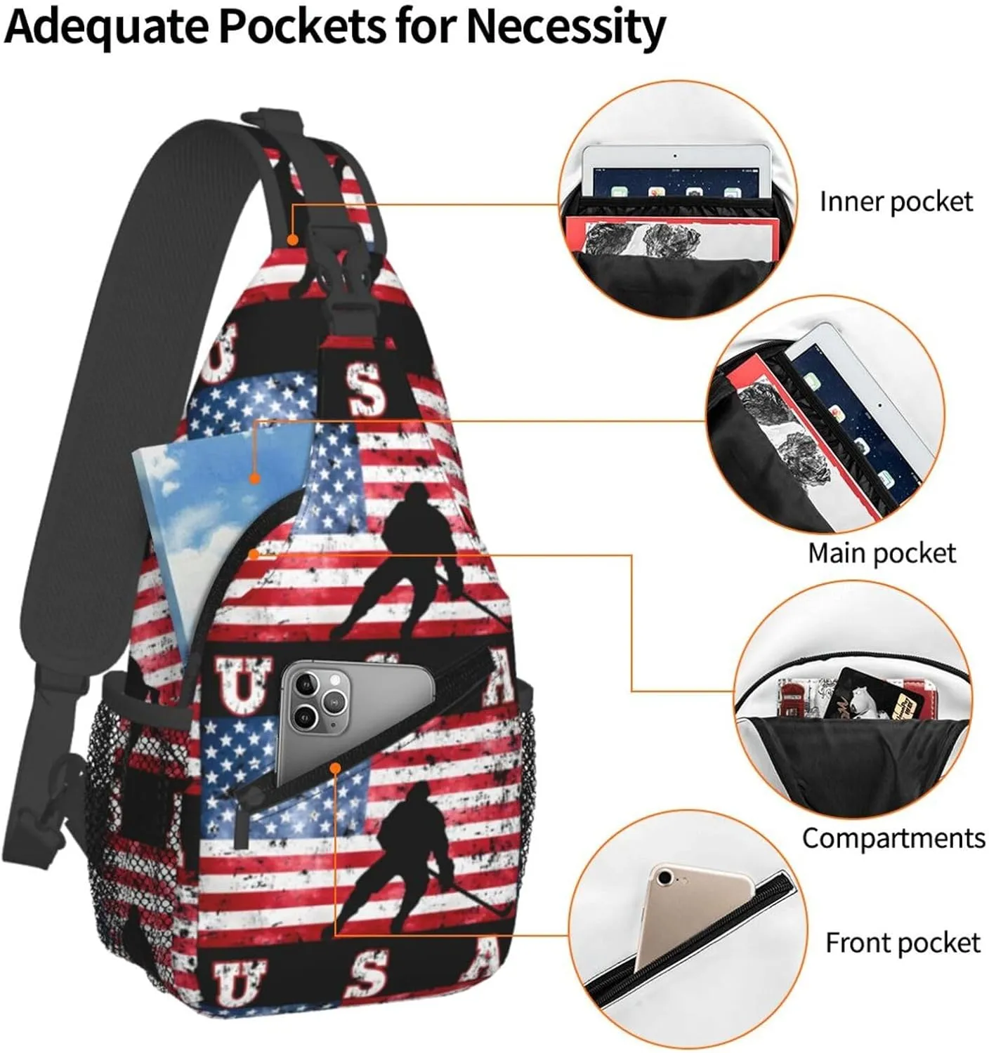 Chest Sling Bag Crossbody Shoulder Backpack Bag Gym Cycling Travel Hiking Daypack Cross Bag