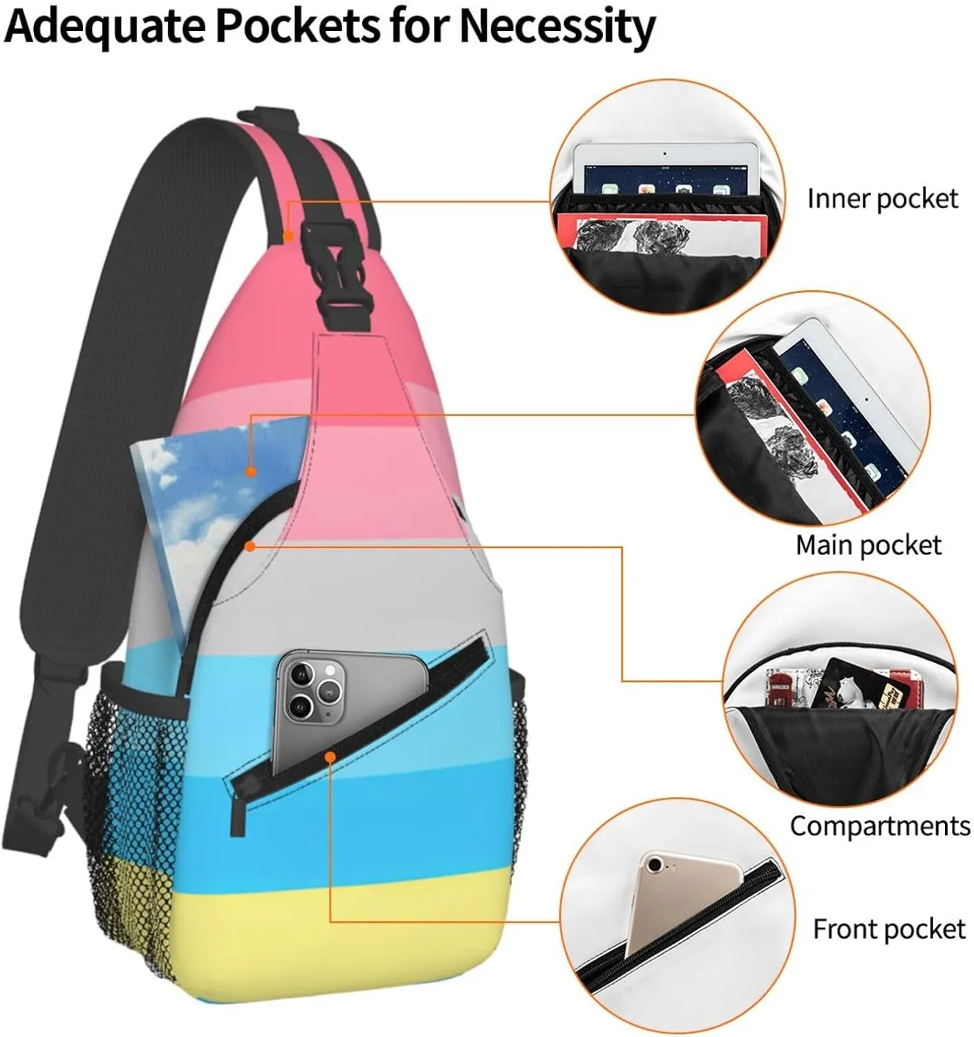 Chest Sling Bag Crossbody Shoulder Backpack Bag Gym Cycling Travel Hiking Daypack Cross Bag