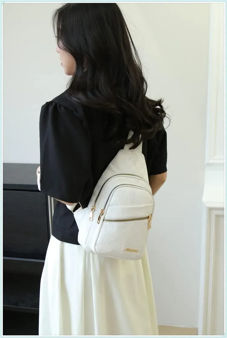 Chest Sling Bag Women Crossbody Shoulder Sling Backpack Checkered Chest Fanny Daypack Adjustable