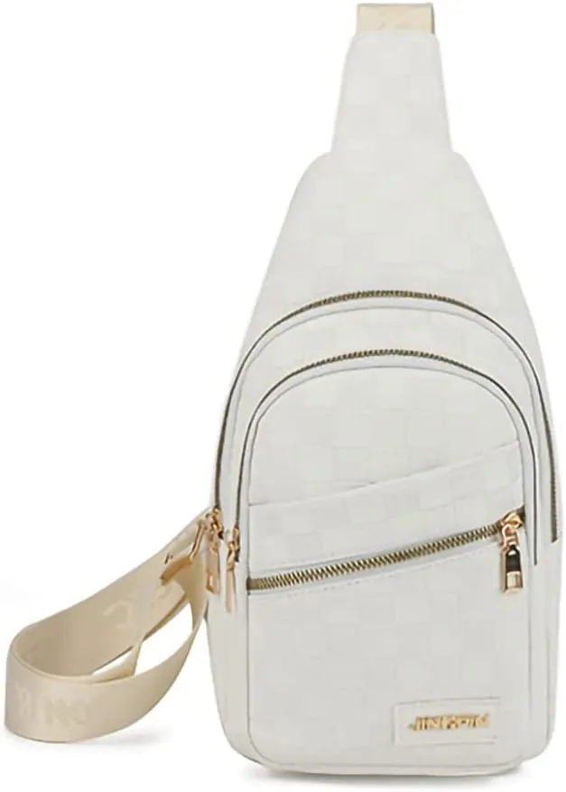 Chest Sling Bag Women Crossbody Shoulder Sling Backpack Checkered Chest Fanny Daypack Adjustable