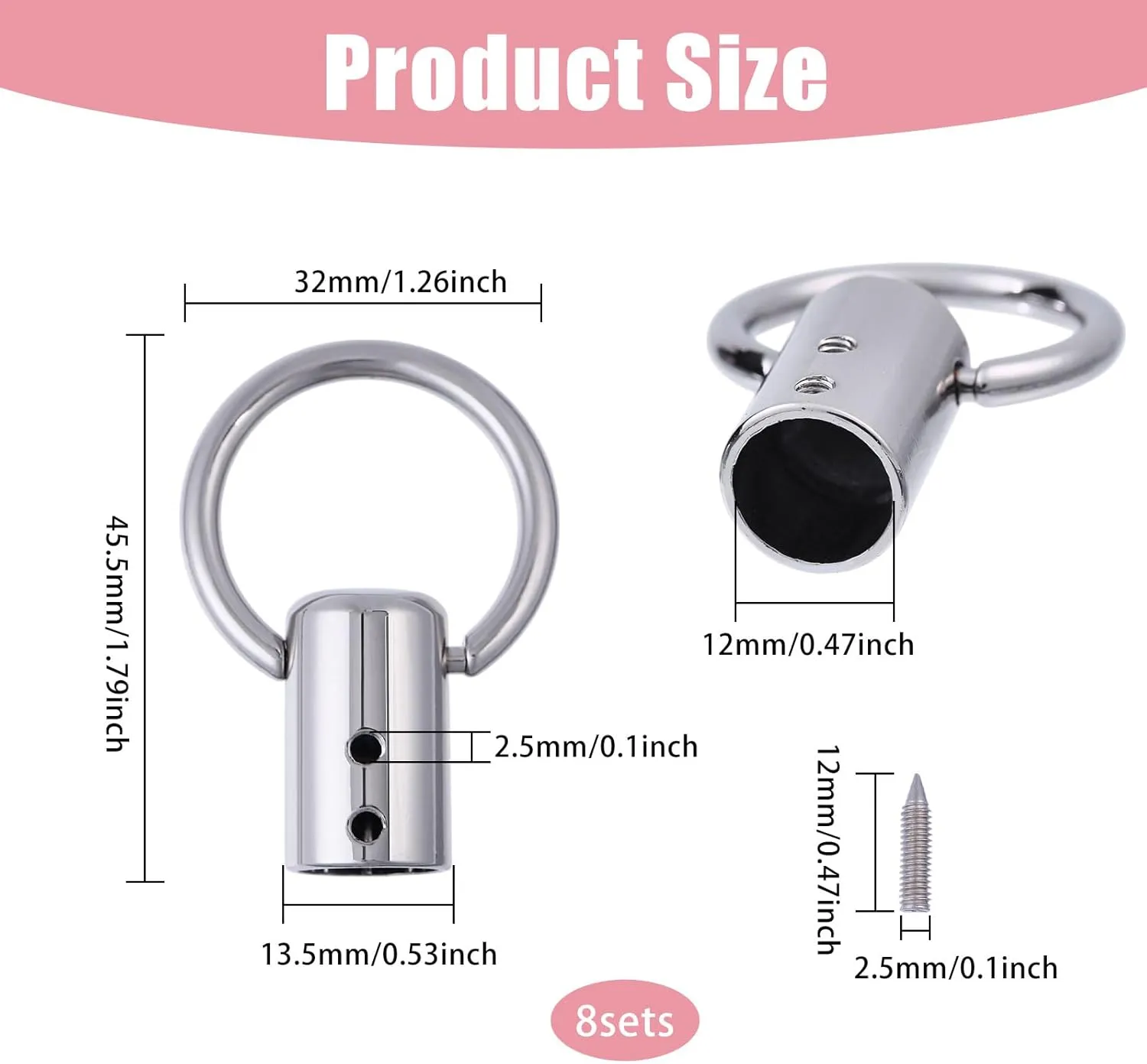 CHGCRAFT 8 Sets Hang Buckle Clip with Iron Screws Alloy Bag Side Clip Bag Strap Chain Link Buckles for DIY Luggage Hardware Accessories Clasp Findings, Silver, 1.8×1.26 inch