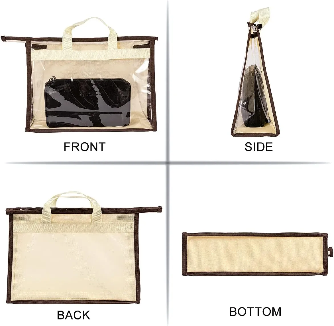 CINPIUK Clear Handbag Storage Bags Purse Organizer for Closet, Zipper Hanging Storage Bag for Handbags, S, 2PCS
