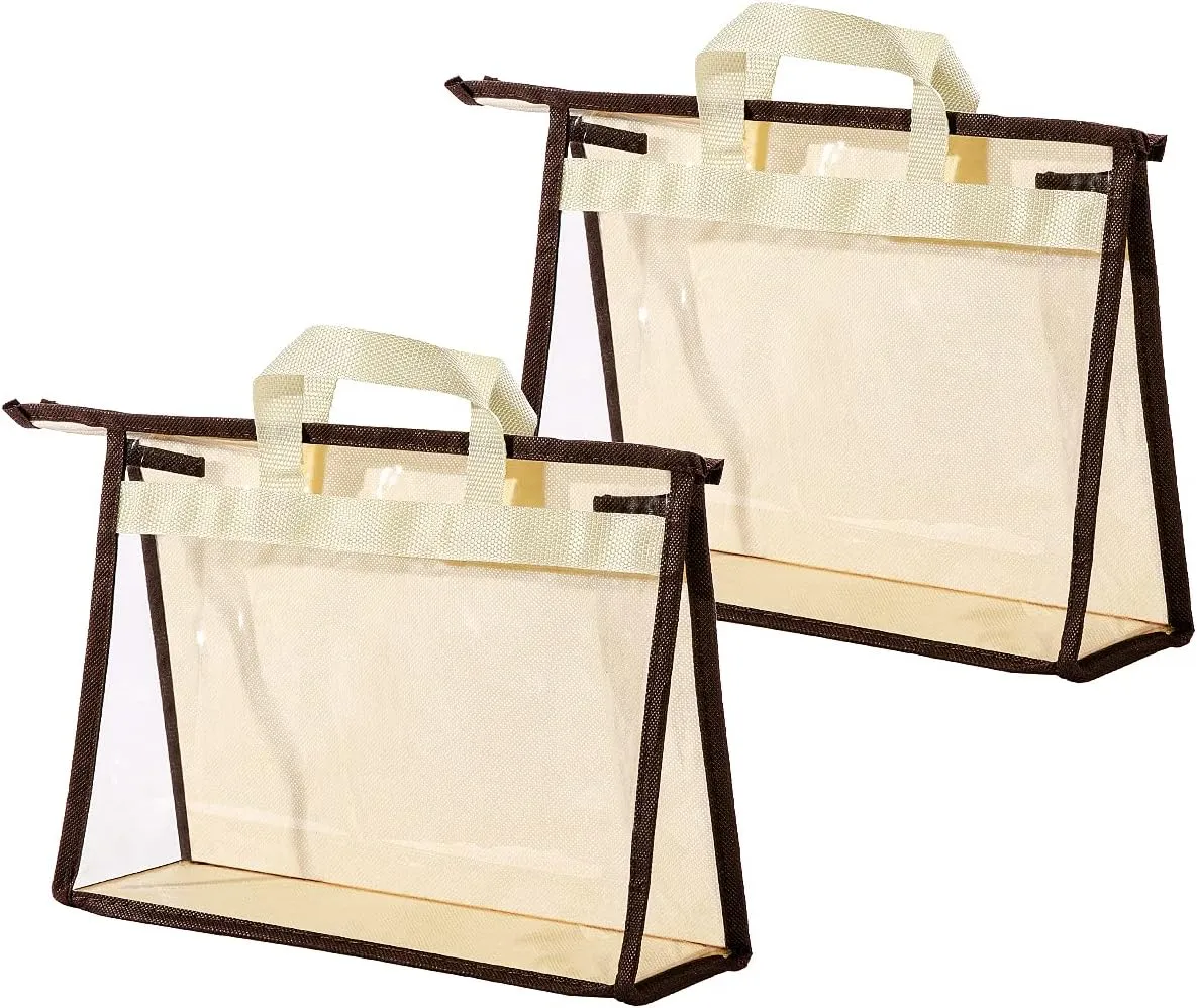 CINPIUK Clear Handbag Storage Bags Purse Organizer for Closet, Zipper Hanging Storage Bag for Handbags, S, 2PCS