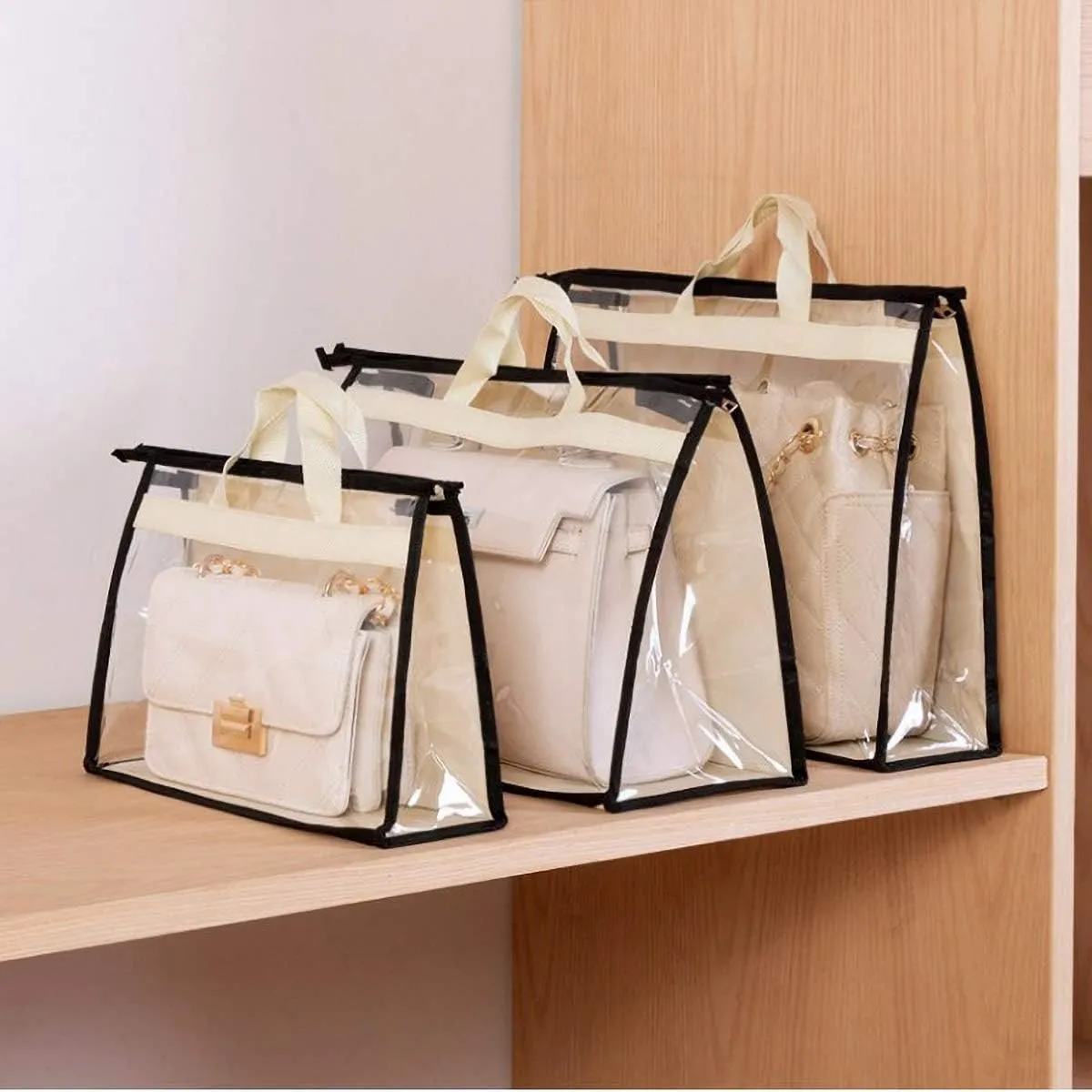 CINPIUK Clear Handbag Storage Bags Purse Organizer for Closet, Zipper Hanging Storage Bag for Handbags, S, 2PCS