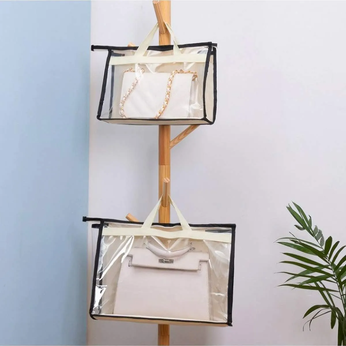 CINPIUK Clear Handbag Storage Bags Purse Organizer for Closet, Zipper Hanging Storage Bag for Handbags, S, 2PCS