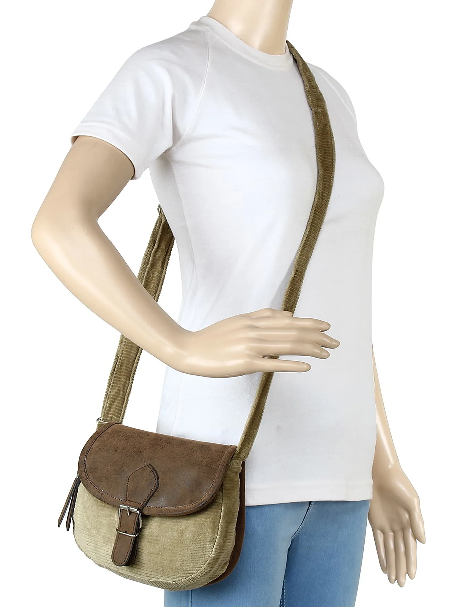 Classic Cotton & Leatherette Sling Bag