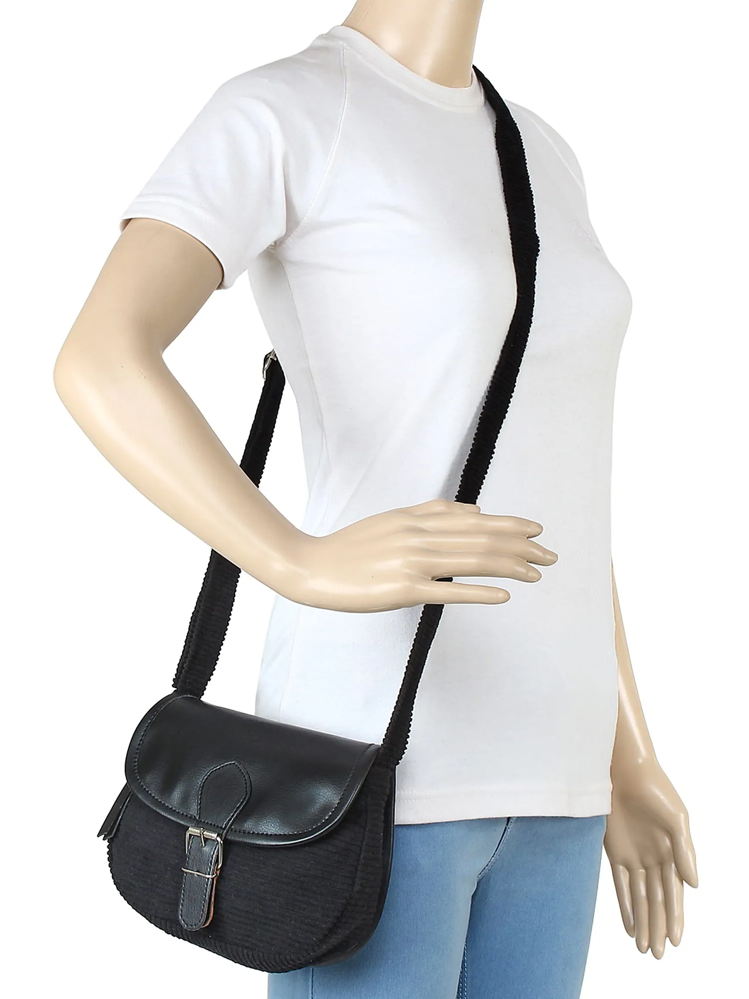 Classic Cotton & Leatherette Sling Bag