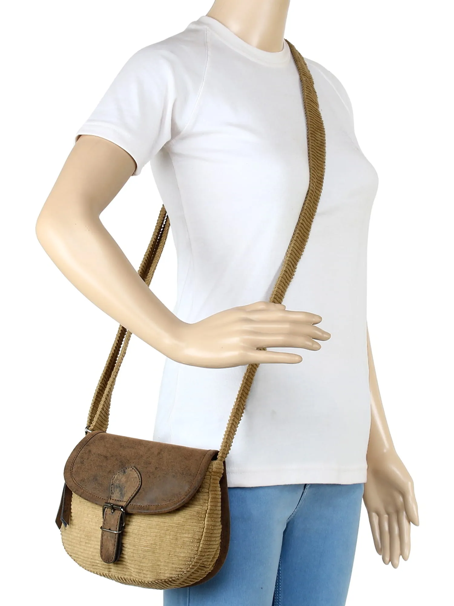 Classic Cotton & Leatherette Sling Bag