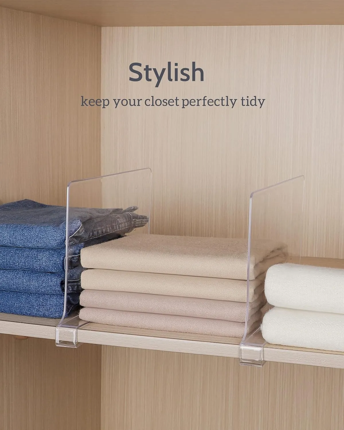 Clear Acrylic Shelf Dividers, Closet Shelf Divider and Closet Separator for Organization in Bedroom, Kitchen and Office Plastic Shelves 8 PCS