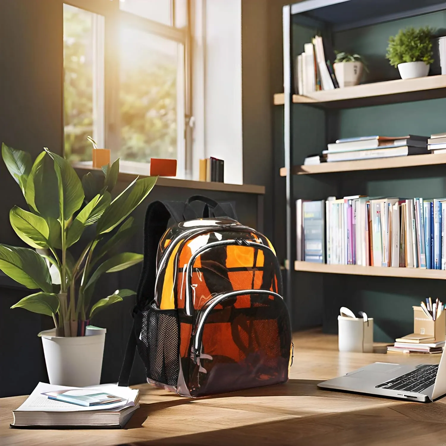 Clear Backpack, Clear Bag Stadium Large See Through Bookbag Heavy Duty PVC Transparent Backpacks for School