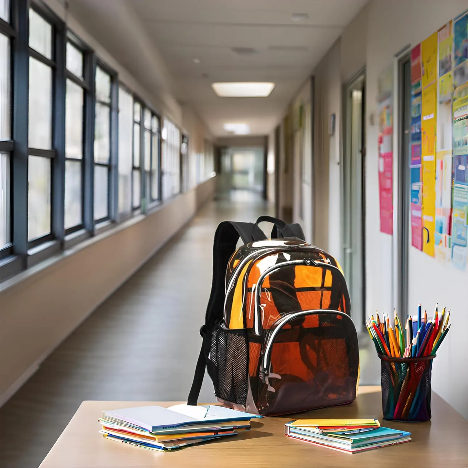 Clear Backpack, Clear Bag Stadium Large See Through Bookbag Heavy Duty PVC Transparent Backpacks for School