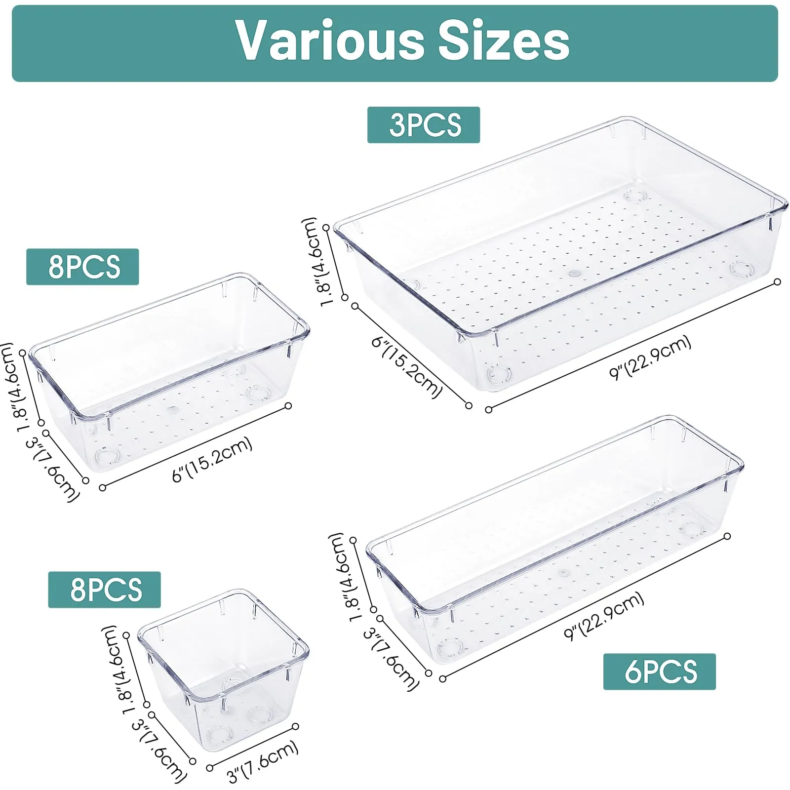 Clear Drawer Organizer Set