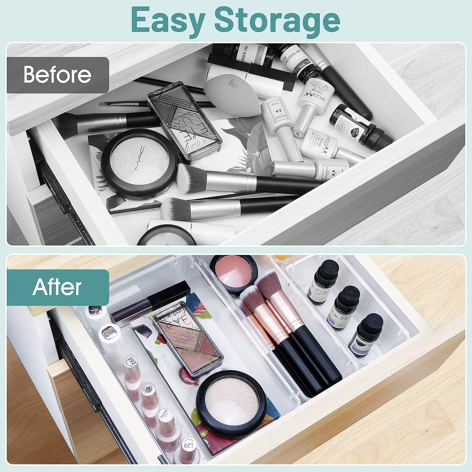 Clear Drawer Organizer Set