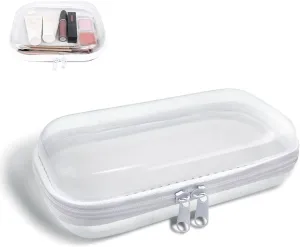 Clear Hard Shell Zipper Case,Transparent Double Zippers Hard Pouch,Portable Travel Organizer Bin for Toy Storage