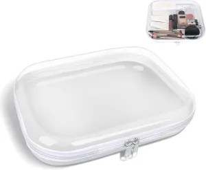 Clear Hard Shell Zipper Case,Transparent Double Zippers Hard Pouch,Portable Travel Organizer Bin for Toy Storage