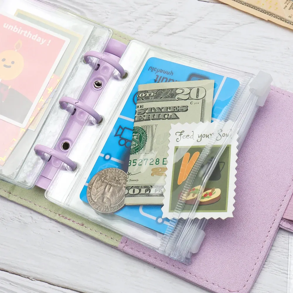 Clear PVC Zipper Pouch Binder Pockets Loose Leaf Journal Refill Card Storage Bag