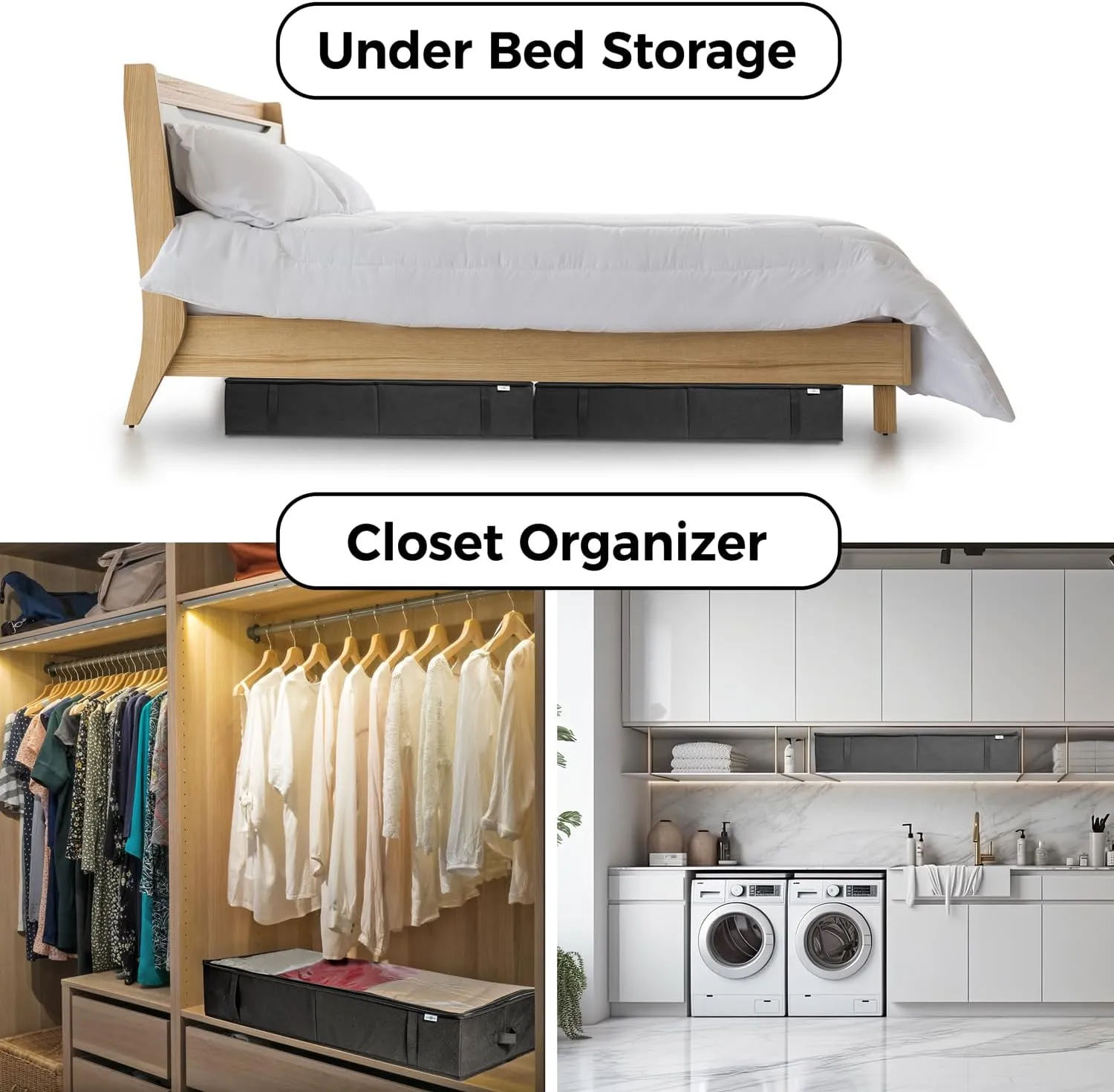 Closet Organizers and Storage - Maximize Space with Under Bed Storage Containers & Clothes Storage - Ideal Closet Organizer, Toy Storage Organizer & Underbed Storage (Grey, 4 Pack)
