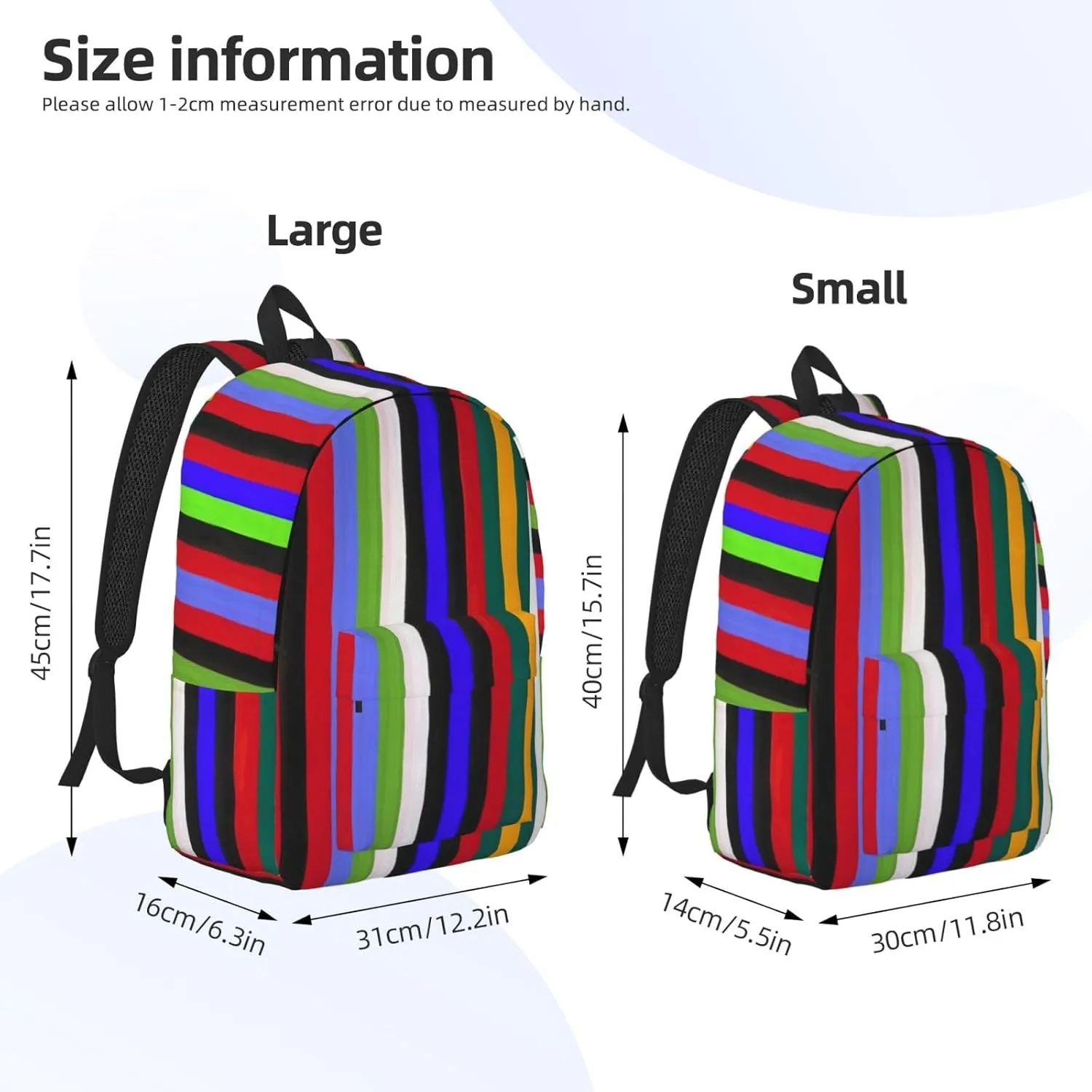Colored Stripes print Duffel Bag, Lightweight Duffel Bag, Casual Backpack, 17.7 x 6.3 x 12.2 inches