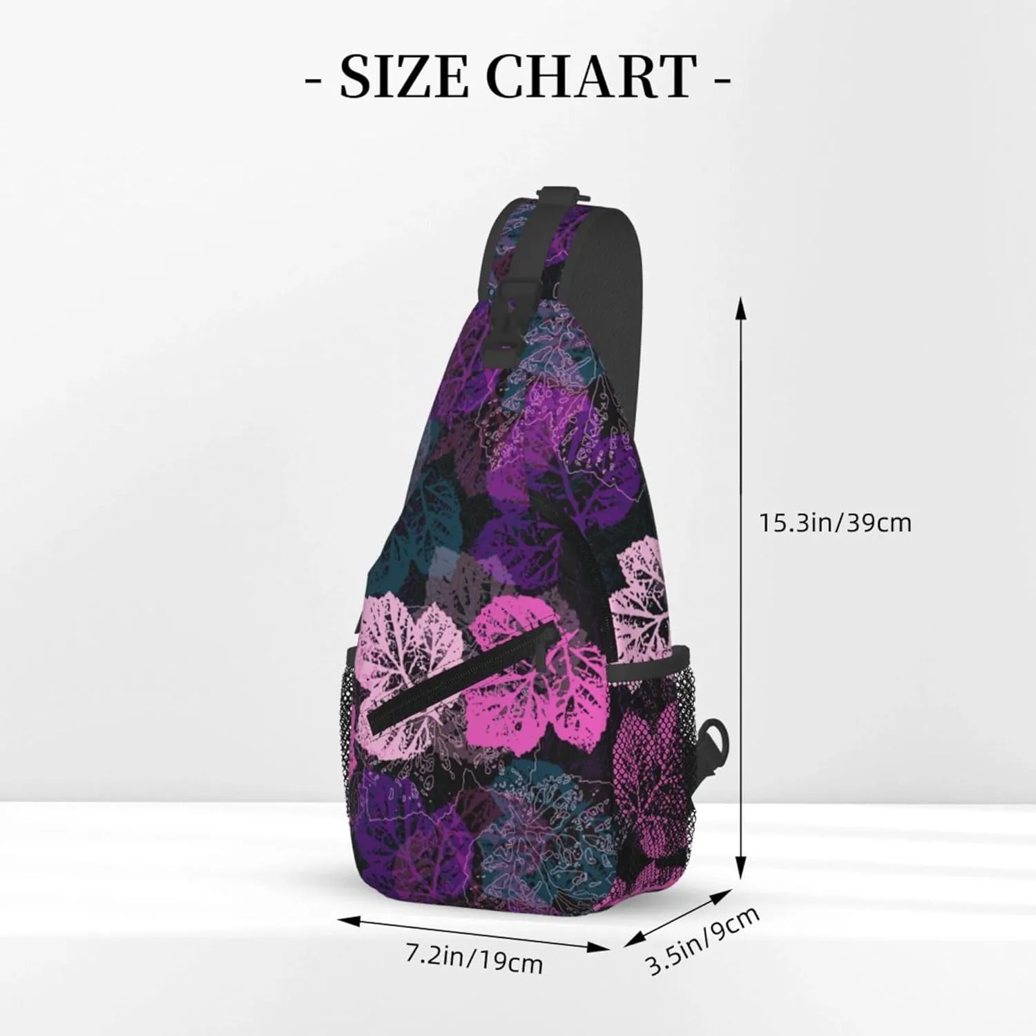 Colorful Leaves Pattern Sling Backpack Crossbody Bag, Chest Bag Daypack for Outdoors Hiking Traveling