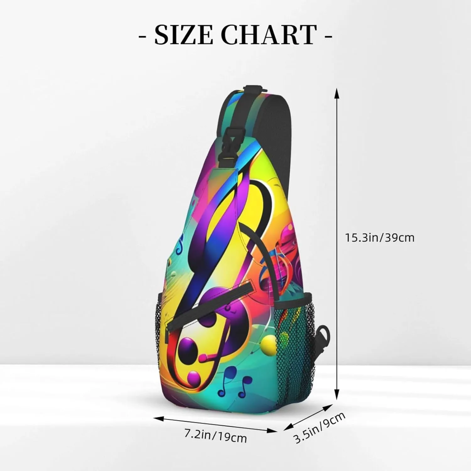 Colorful Musical Notes Unisex Casual Diagonal Chest Bag,Multipurpose Crossbody Shoulder Bag Travel Hiking Daypack