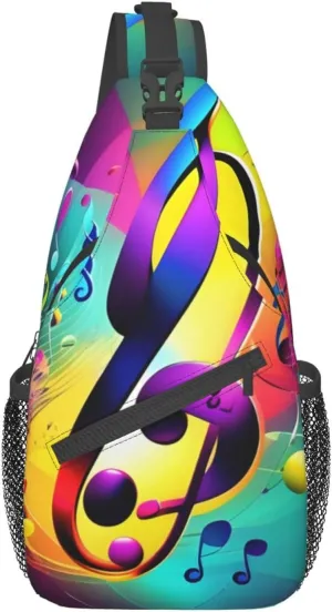 Colorful Musical Notes Unisex Casual Diagonal Chest Bag,Multipurpose Crossbody Shoulder Bag Travel Hiking Daypack