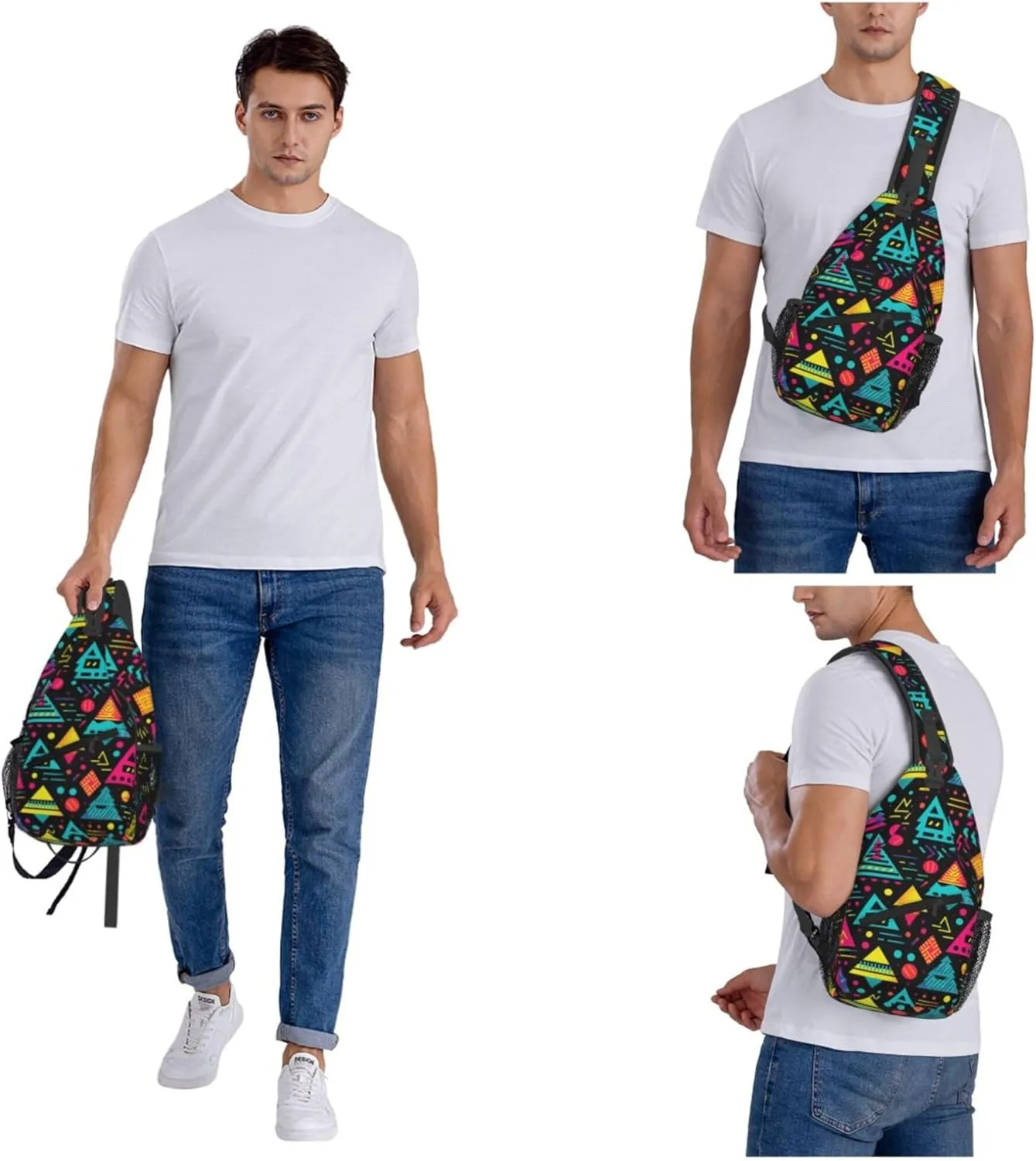 Colorful Pattern Sling Backpack Crossbody Bag, Chest Bag Daypack for Outdoors Hiking Traveling