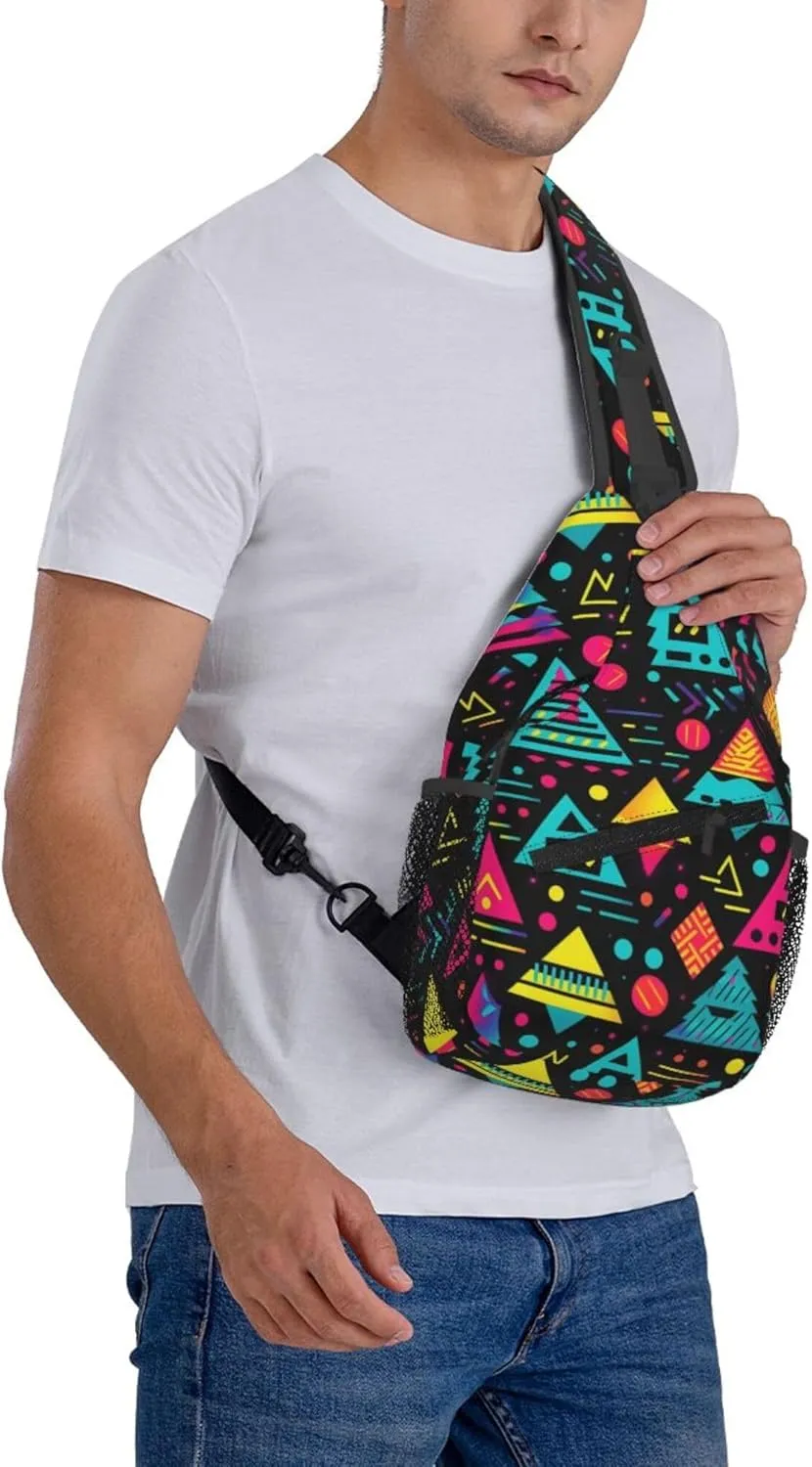 Colorful Pattern Sling Backpack Crossbody Bag, Chest Bag Daypack for Outdoors Hiking Traveling