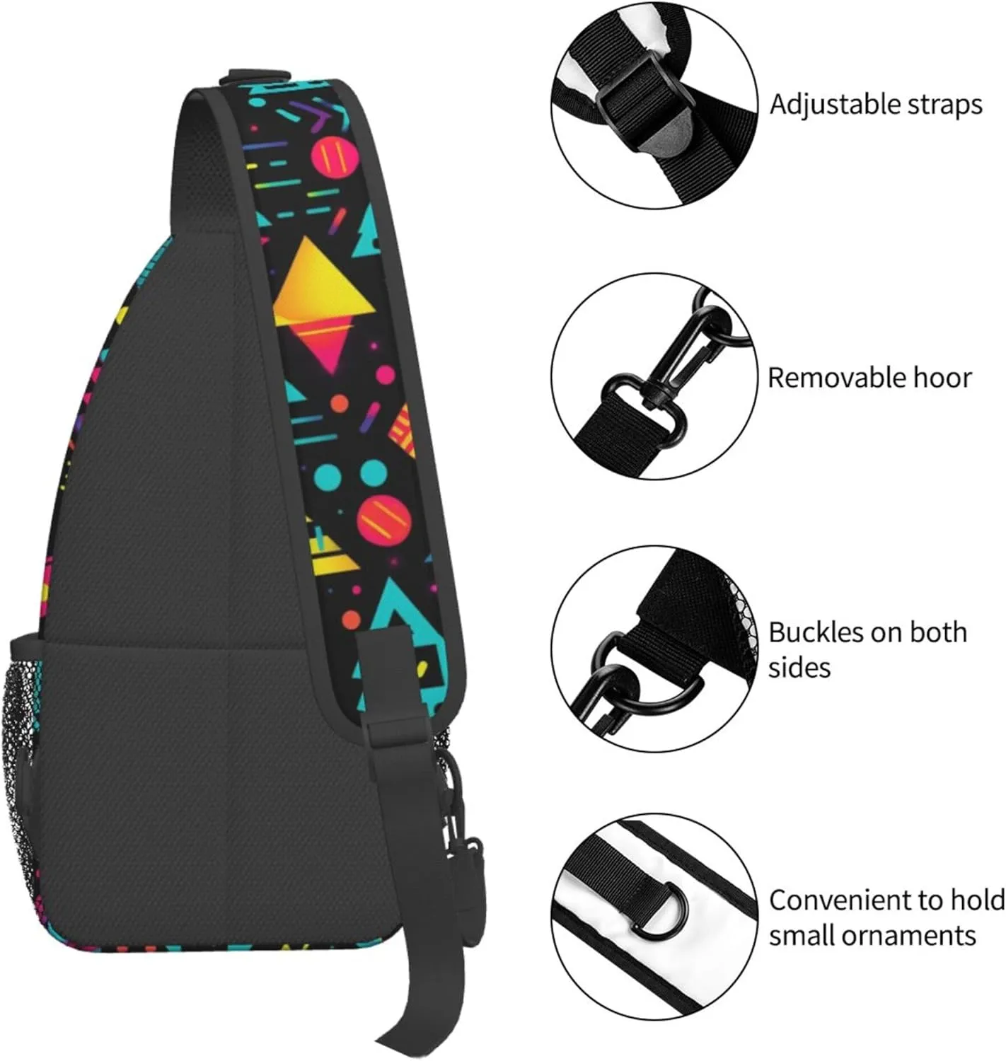 Colorful Pattern Sling Backpack Crossbody Bag, Chest Bag Daypack for Outdoors Hiking Traveling