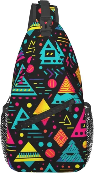 Colorful Pattern Sling Backpack Crossbody Bag, Chest Bag Daypack for Outdoors Hiking Traveling