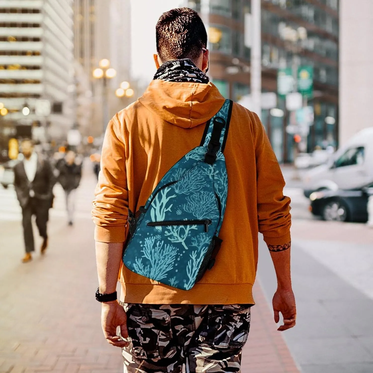 Colorful Spring Flowers Crossbody Bag, Sling Bag, Sling Backpack, Belt Bags for Travel Outdoors Hiking