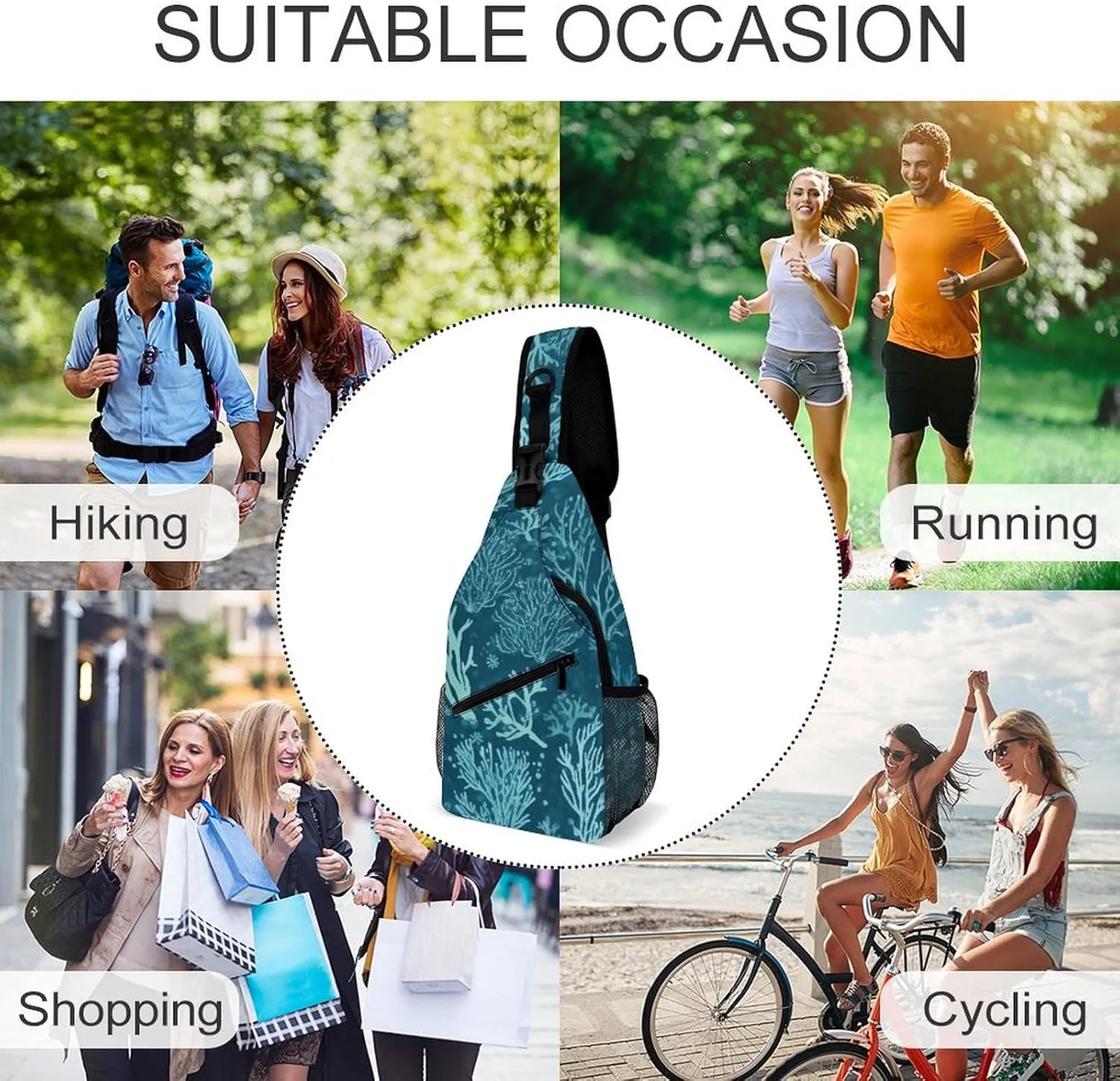 Colorful Spring Flowers Crossbody Bag, Sling Bag, Sling Backpack, Belt Bags for Travel Outdoors Hiking