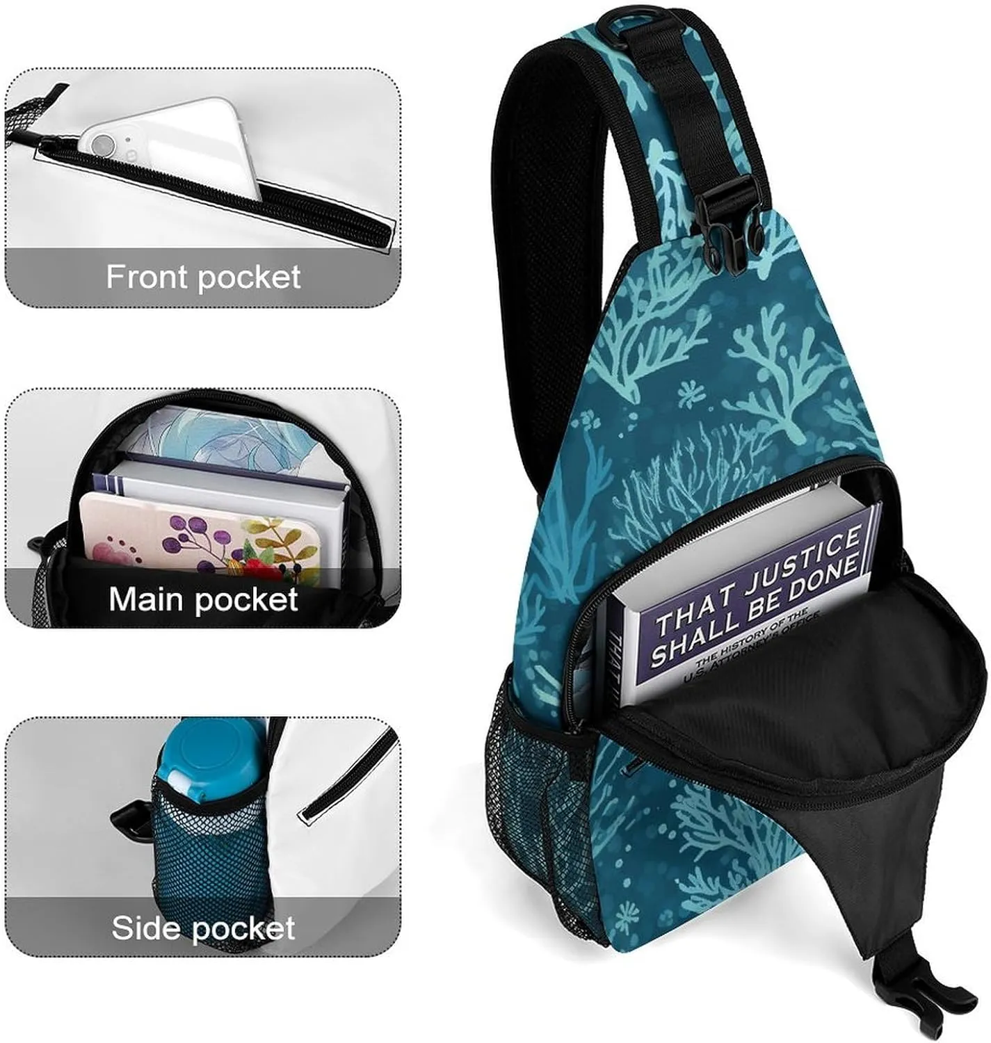 Colorful Spring Flowers Crossbody Bag, Sling Bag, Sling Backpack, Belt Bags for Travel Outdoors Hiking