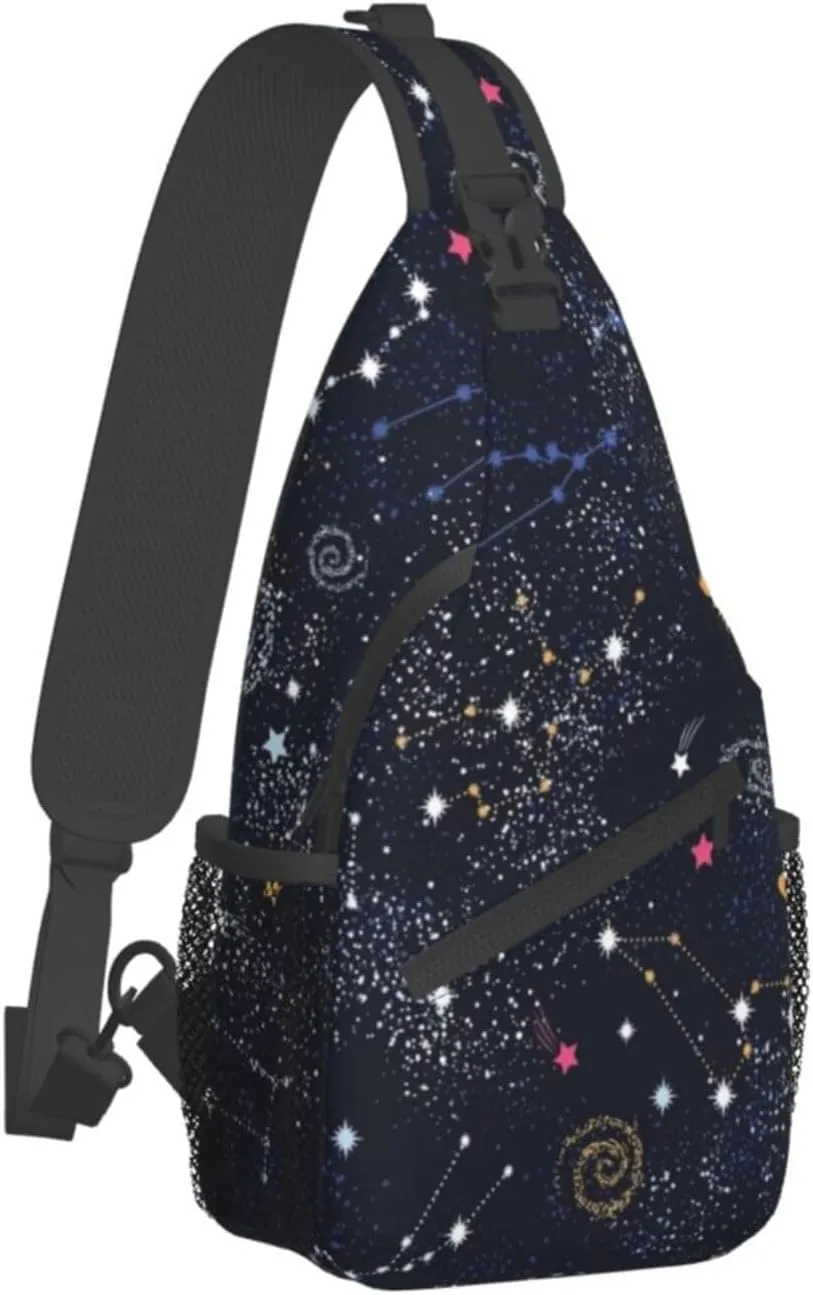 Constellation Star Clusters Galaxies Unisex Casual Diagonal Chest Bag,Multipurpose Crossbody Shoulder Bag Travel Hiking Daypack