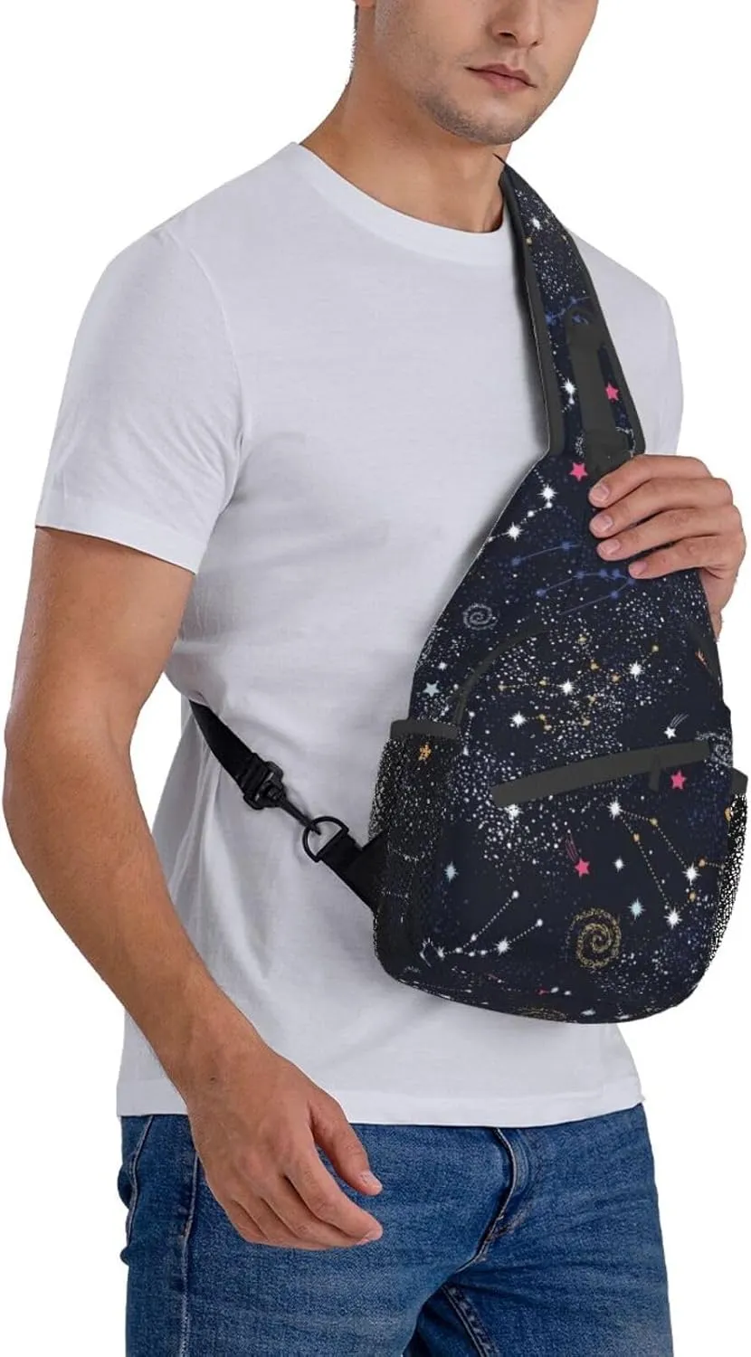 Constellation Star Clusters Galaxies Unisex Casual Diagonal Chest Bag,Multipurpose Crossbody Shoulder Bag Travel Hiking Daypack